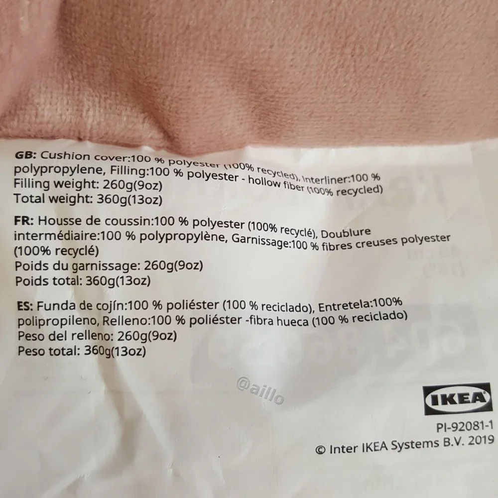 IKEA KRANSBORRE Cushion, light pink, 16 